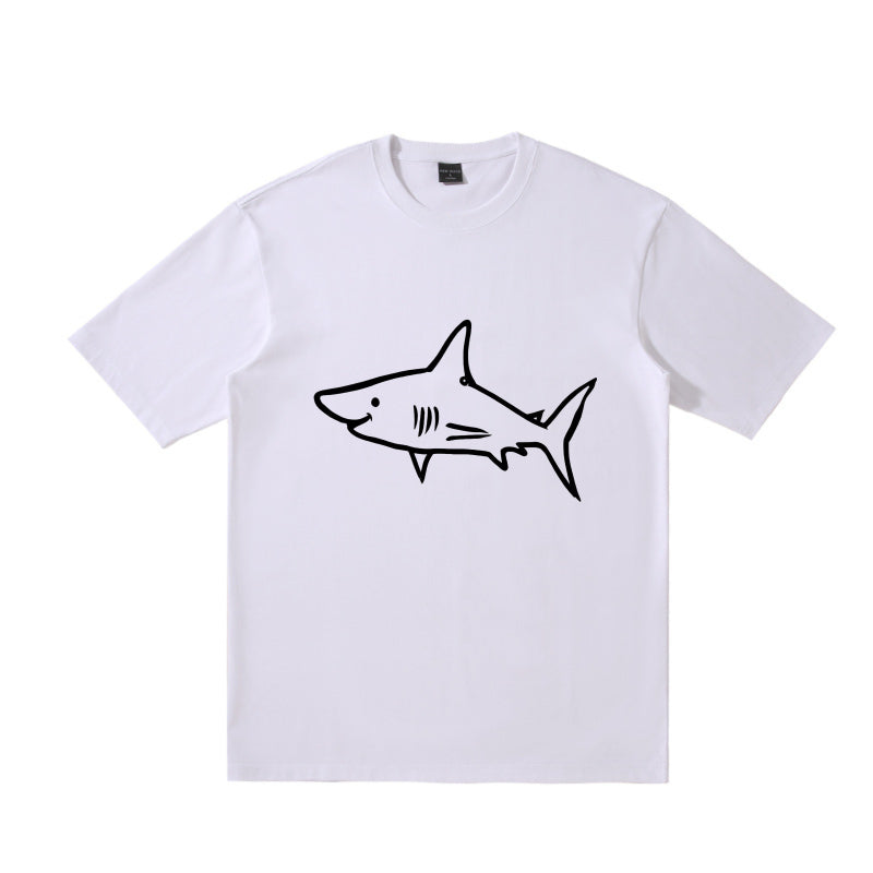 Graphic Tee Shark Print Casual Style 100% Cotton Unisex Daily Wear