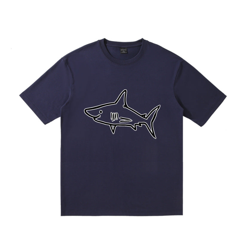 Graphic Tee Shark Print Casual Style 100% Cotton Unisex Daily Wear