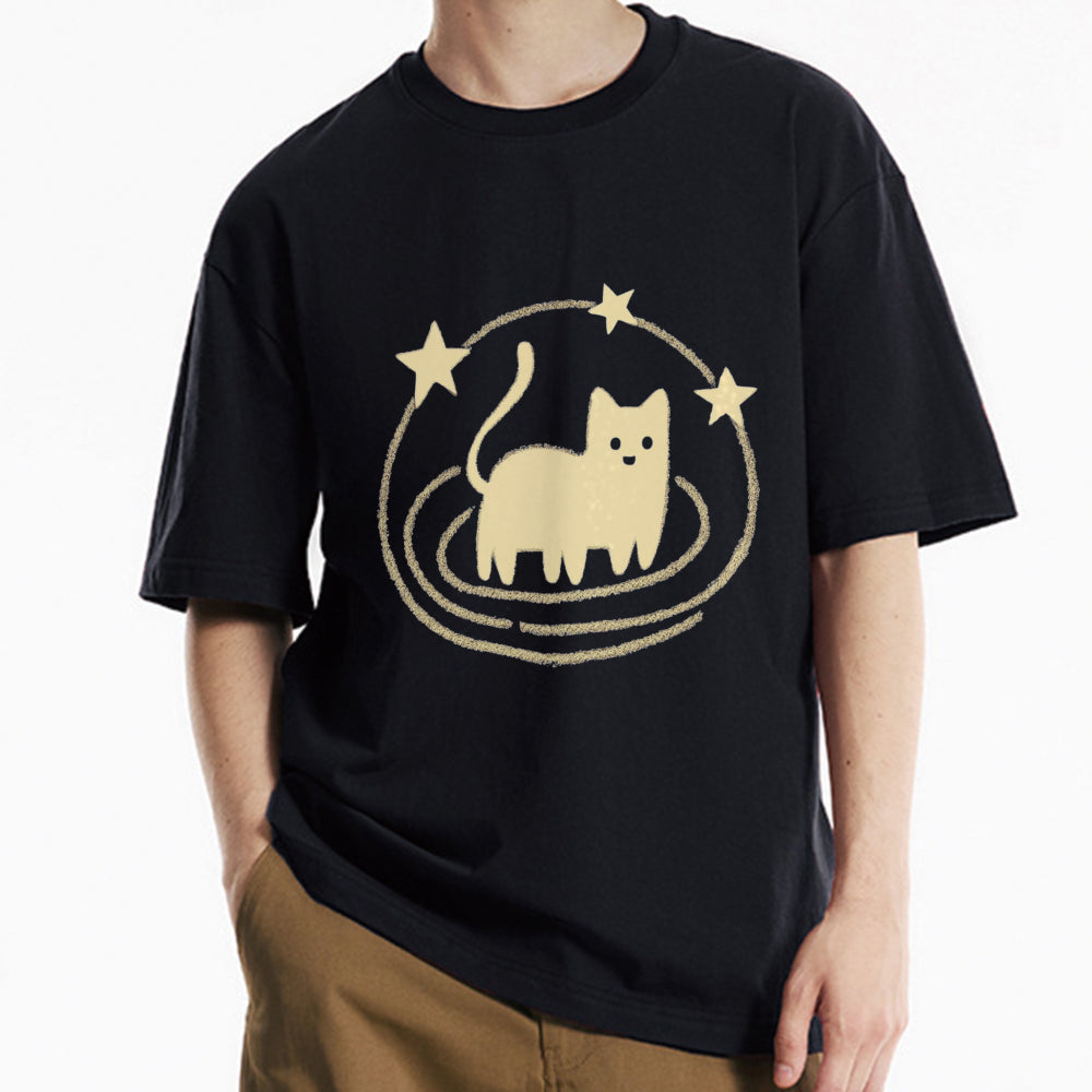 Cute cat star print T-shirt