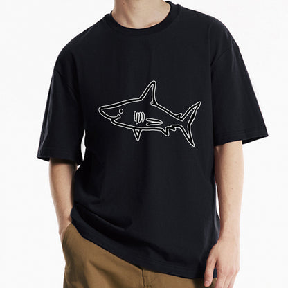 Graphic Tee Shark Print Casual Style 100% Cotton Unisex Daily Wear