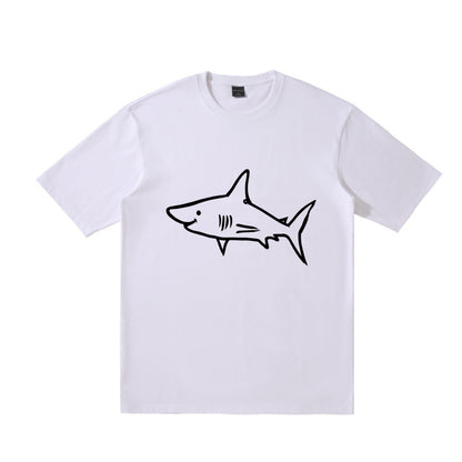 Graphic Tee Shark Print Casual Style 100% Cotton Unisex Daily Wear