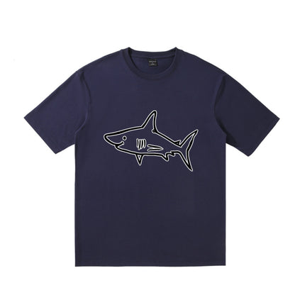 Graphic Tee Shark Print Casual Style 100% Cotton Unisex Daily Wear
