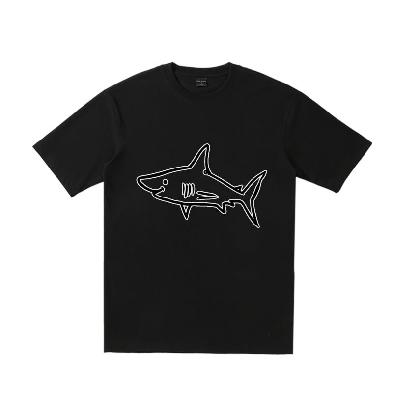 Graphic Tee Shark Print Casual Style 100% Cotton Unisex Daily Wear